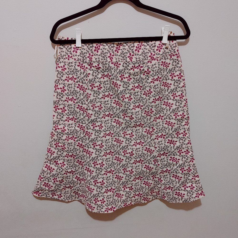 GAP Stretch Flare Skirt Knee Length Purple Ditsy 🌸 A-line Size 8 Cotton